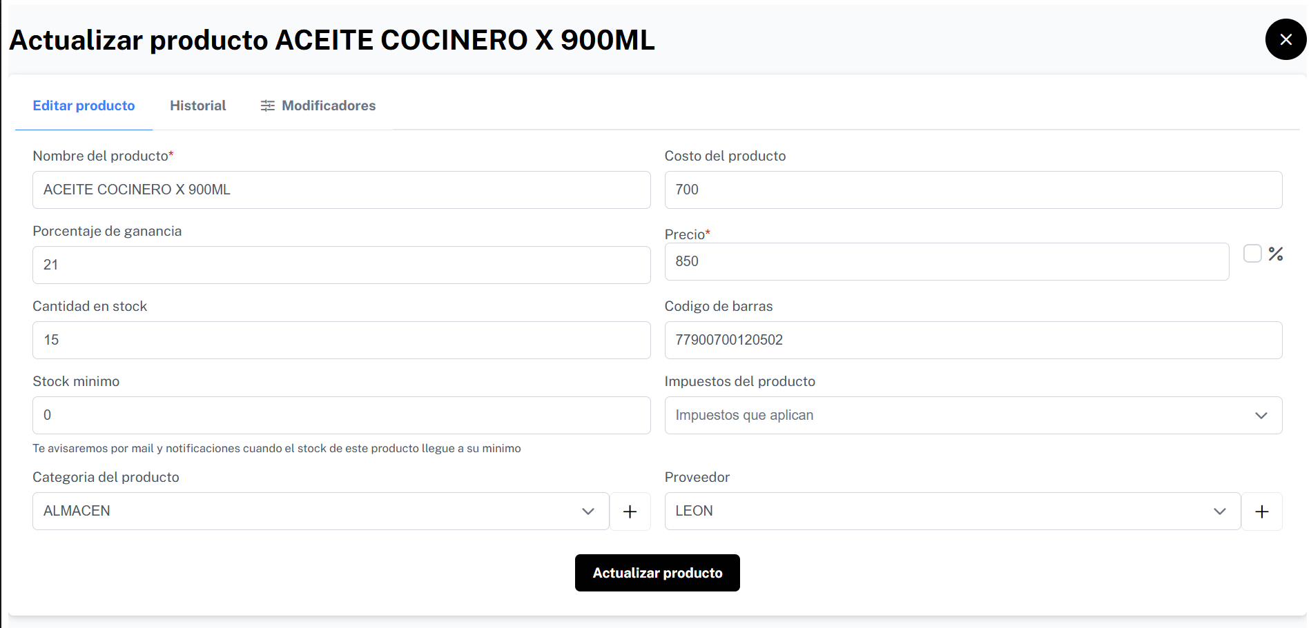 Gestión de inventario total